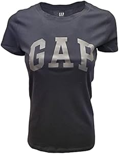 Женская футболка GAP с логотипом (Большой размер, черная с серым логотипом) Gap