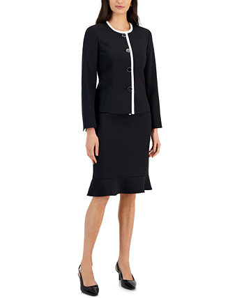Женская куртка без воротника в рамке и юбка с воланами, стандартные и миниатюрные размеры Le Suit