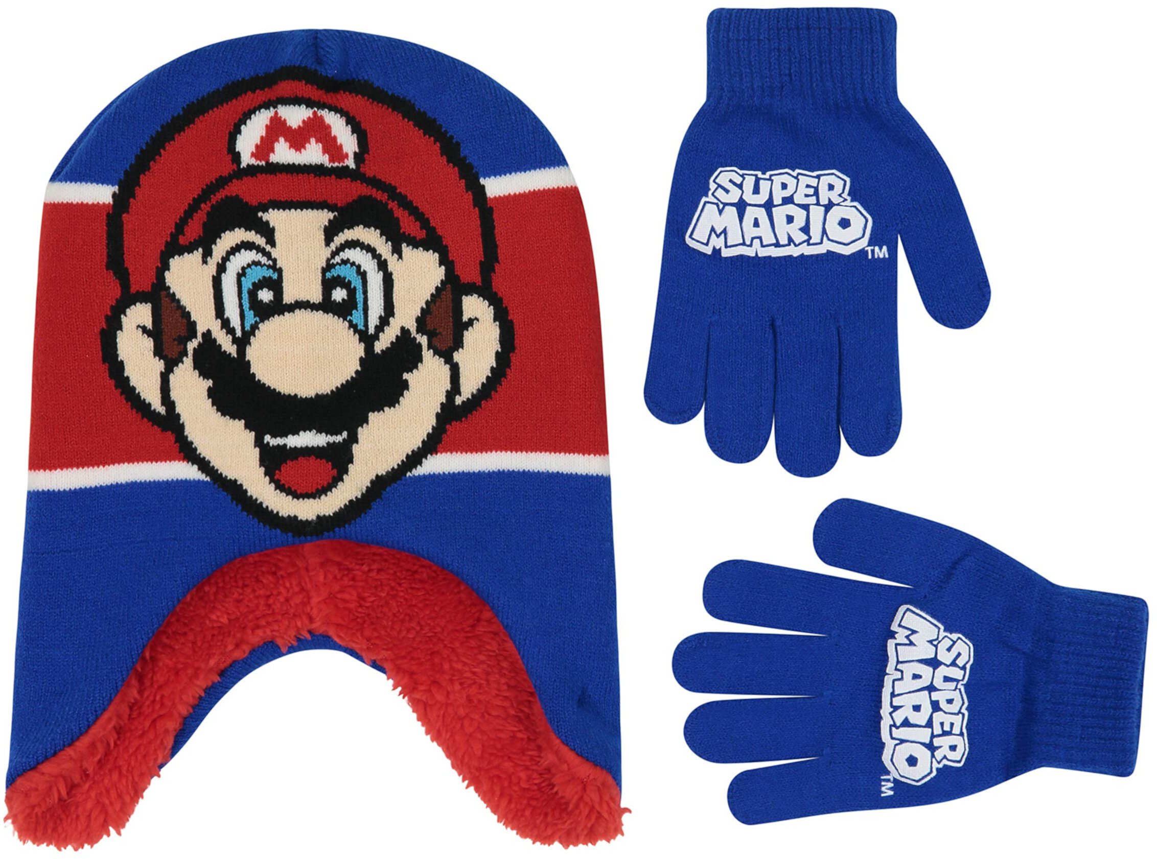 Зимняя шапка, детские перчатки или варежки для малышей, детская шапочка Super Mario для мальчиков 4–7 лет Nintendo