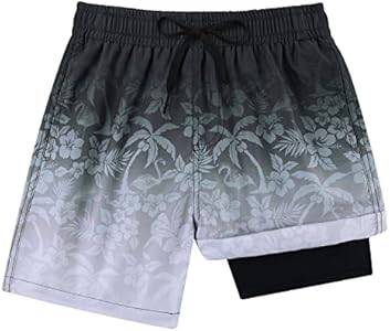 Cozople Boys Swim Trunks Compression Liner Swim Shorts Quick Dry Bathing Suit with Boxer Brief Swimwear 2-20T Cozople