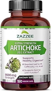 Zazzee Extra Strength Artichoke 20:1 Extract, 9000 mg Strength, 5% Caffeoylquinic Acid, 150 Vegan Capsules, 5 Month Supply, Concentrated and Standardized 20X Extract, Non-GMO and All-Natural Zazzee