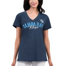 Женская темно-синяя футболка с v-образным вырезом G-III 4Her by Carl Banks Tampa Bay Rays Key Move In The Style