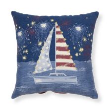 Americana Red, White, & Blue Sailboat Square Throw Pillow Americana