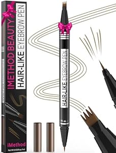 iMethod Microblading Eyebrow Pen - Eyebrow Pencil Magical 2-in-1 Dual-Ended Eye Brow Pencils for Women with 4-Fork-Tip & Precise Brush-Tip Create Natural Hair-Like Brows, Last All-Day, Light Brown IMethod