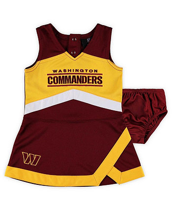 Girls Infant Burgundy Washington Commanders Cheer Captain Jumper Dress and Bloomers Set Outerstuff