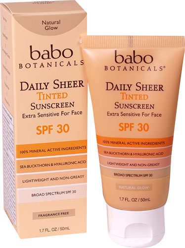 Babo Botanicals Daily Sheer Tinted Sunscreen Extra Sensitive для лица SPF 30 -- 1,7 жидких унций Babo Botanicals