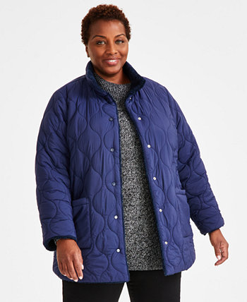 Двусторонняя стеганая куртка из шерпы больших размеров, созданная для Macy's Style & Co