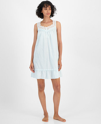 Women's Cotton Lace-Trim Chemise, Created for Macy's Charter Club