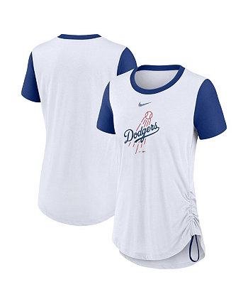 Женская белая модная футболка Los Angeles Dodgers Hipster Swoosh с завязками Tri-Blend Performance Fashion Nike