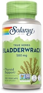 SOLARAY Bladderwrack Seaweed 580 mg Healthy Thyroid Balance, Supports Non-GMO & Vegan 100 VegCaps Solaray