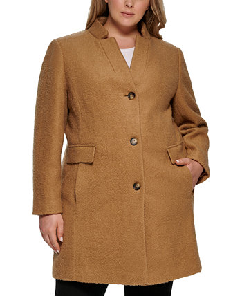 Однобортное пальто из букле для женщин больших размеров, созданное для Macy's DKNY