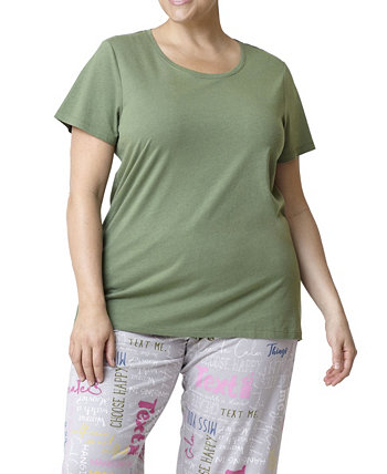 Пижамная футболка большого размера с короткими рукавами и круглым вырезом HUE
