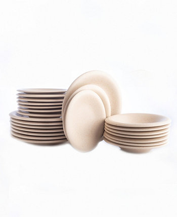 Полный набор столовой посуды Porto by Aro Stoneware, 24 предмета, сервиз на 8 персон Stone Lain