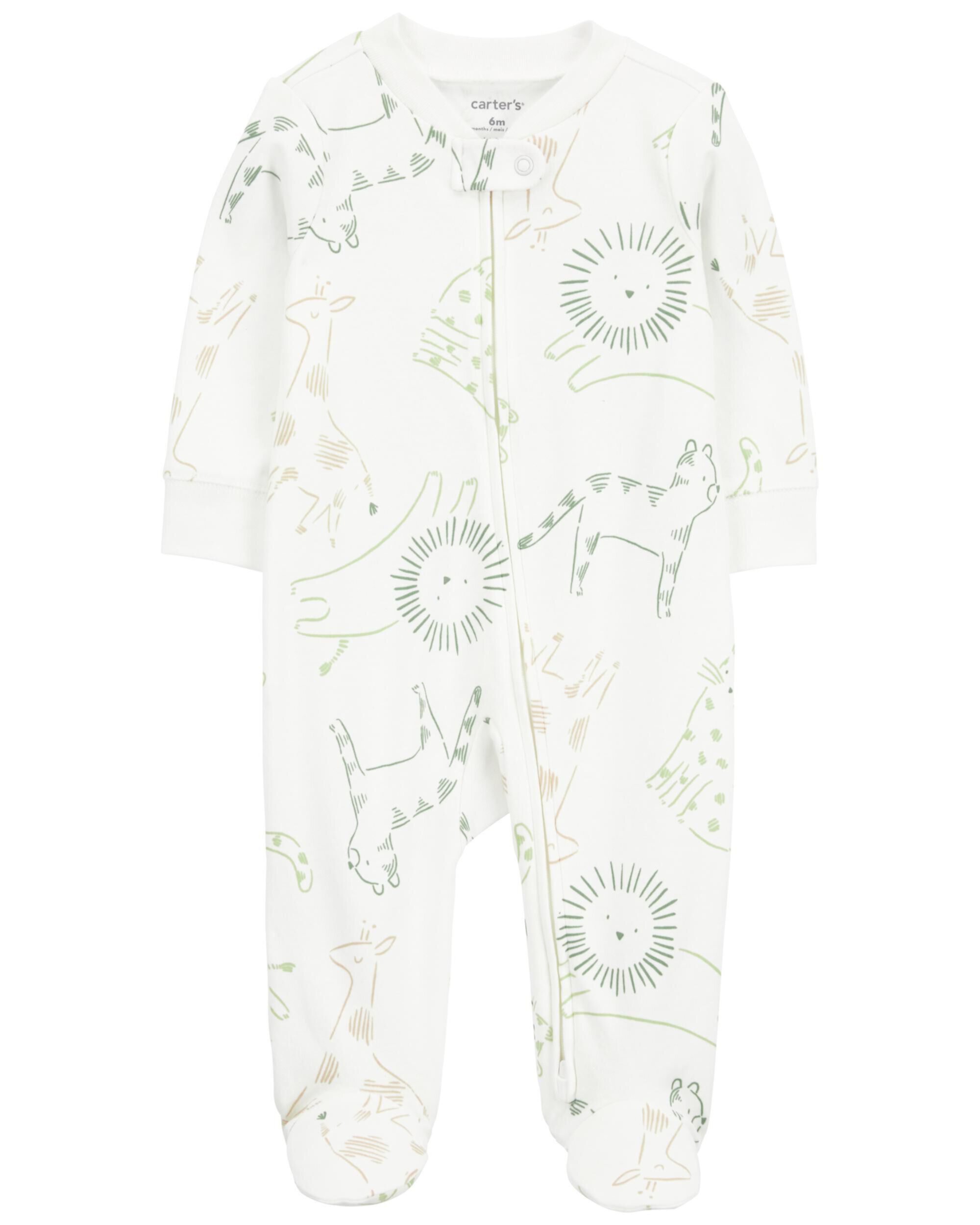Хлопковая пижама для сна и игр на молнии с принтом животных для малышей Carter's