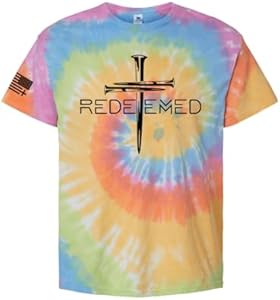 Redeemed Cross Nails Mens Christian American Flag Sleeve T-Shirt Graphic Tee Trenz Shirt Company