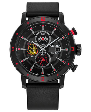 Мужские часы Eco-Drive с хронографом «Звездные войны Дарт Вейдер», черный кожаный ремешок, 44 мм Citizen