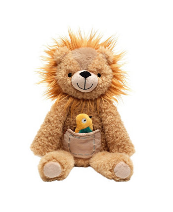 Jungle Friends Plush Lion with Bird Stuffed Animal Toy - Everett Lambs & Ivy