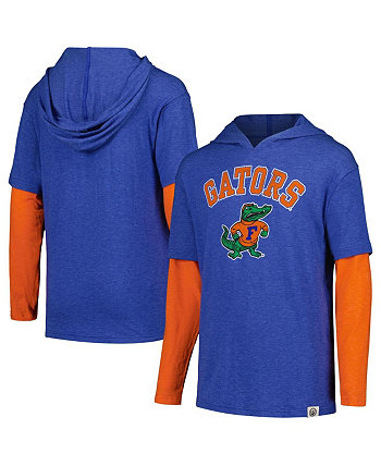 Big Boys Royal Distressed Florida Gators 2-in-1 Tri-Blend Long Sleeve Hoodie T-shirt Wes & Willy