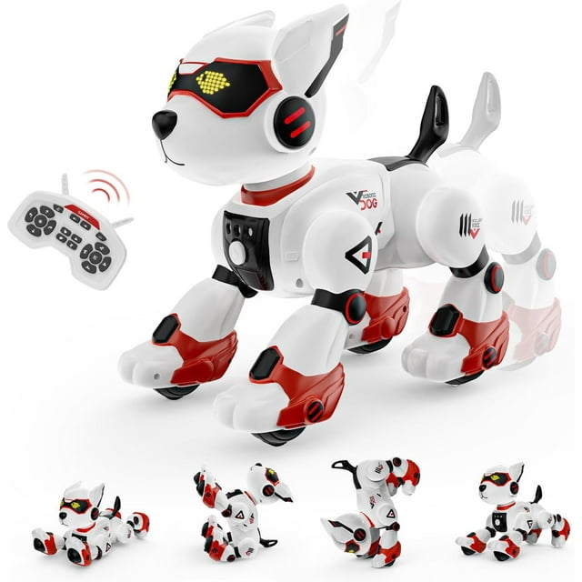 Robot Dog Toys for Kids, Remote Control Interactive Robotic Pet, Smart Programmable Puppy, Electric Intelligent Robo Perro with Voice Control, RC Stunt Music , Imitation Animals Toy , Girls Boys Gift Generic