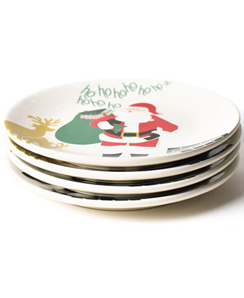 Набор салатных тарелок «Санта на крыше», 4 шт., сервиз на 4 персоны Coton Colors