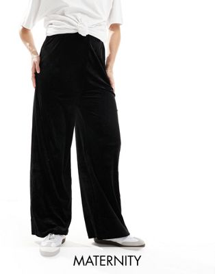 Черные бархатные брюки свободного кроя для беременных Mamalicious MAMALICIOUS