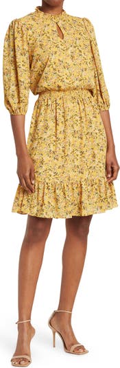 Присборенное платье миди с рукавами 3/4 и цветочным принтом NANETTE NANETTE FOOTWR