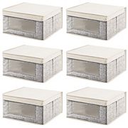 mDesign Fabric Closet Storage Organizer Box with Window - 6 Pack MDesign