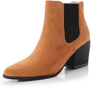 DUNION Bliss Women's Comfortable Chunky Heel Dress Boot Fashion Chelsea Ankle Bootie Dunion