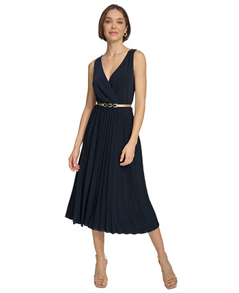 Women's Pleated Belted Midi Dress Tommy Hilfiger