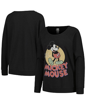 Женский черный пуловер с принтом реглан «Микки и друзья Микки Маус» и принтом «Микки Маус» Mad Engine