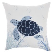Mina Victory Lifestyle Towel Embroidered Sea Turtle Indoor Throw Pillow Mina Victory