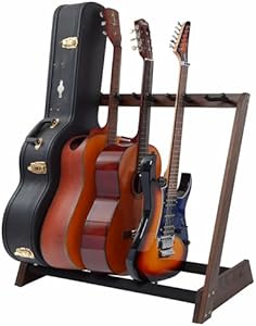 Nefelibata Multi-Purpose Guitar Stand 5 Stands Wooden Guitar Stand Floor Stand for Guitars and Cases, Electric Guitars, Acoustic Guitars, Bass Guitars, Cellos - German Ash (Coffee Brown) Nefelibata