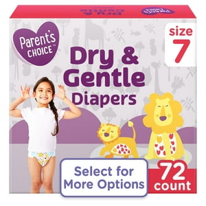 Parent's Choice Dry & Gentle Diapers Size 7, 72 Count (Select for More Options) Parent's Choice