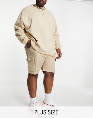 Another Influence Plus cargo shorts in stone Another Influence