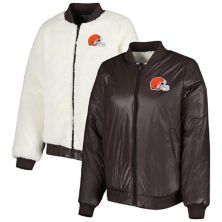 Женская двусторонняя куртка с молнией во всю длину G-III 4Her by Carl Banks Oatmeal/Brown Cleveland Browns Switchback In The Style