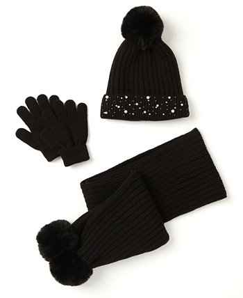 Украшенная шапка-манжета, перчатки и шарф для больших девочек Rainbow Sugar, набор из 3 предметов InMocean