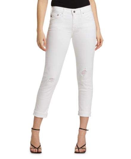 Узкие белые джинсы бывшего бойфренда AG Jeans