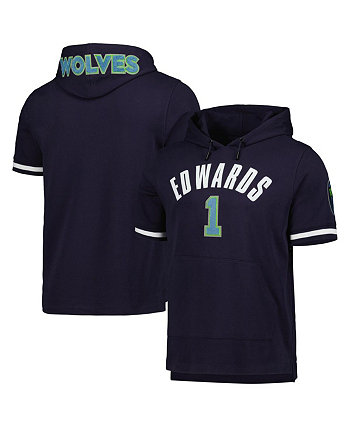 Men's Anthony Edwards Navy Minnesota Timberwolves Name and Number Short Sleeve Pullover Hoodie Pro Standard