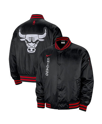Мужская черная куртка-бомбер с кнопками Chicago Bulls City Edition Courtside Premier 2023/24 Nike
