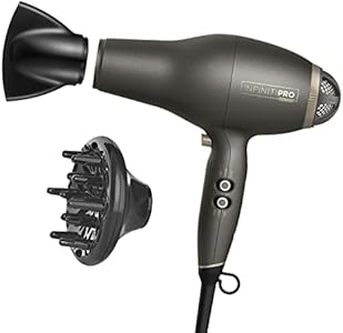 INFINITIPRO BY CONAIR FloMotion Pro Hair Dryer | Personalize Your Drying Experience with Adjustable Airflow | Includes Diffuser and Concentrator Conair