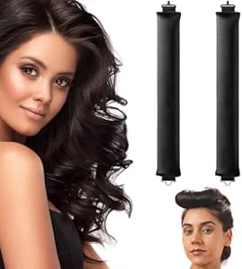 Heatless Hair Curler, Flexi Rods with Hook, Heatless Curling Rod for All Hair Types, No Heat Curlers to Sleep In, Heatless Curls for Blowout Hair(2 Rods) BLINKEEN