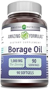 Amazing Formulas Borage Oil Supplement | 1000 Mg | 90 Softgels (Мягкие капсулы) | Non-GMO | Gluten-Free | Made in USA Amazing Nutrition