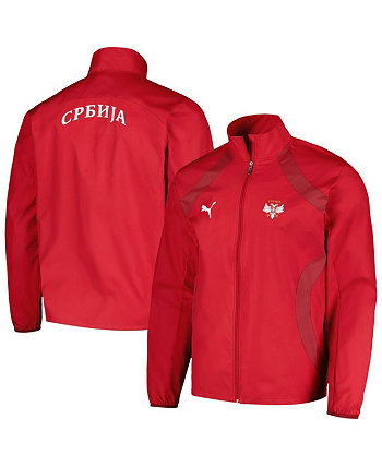 Мужская красная куртка с капюшоном и молнией во всю длину перед матчем сборной Сербии 2024 года PUMA