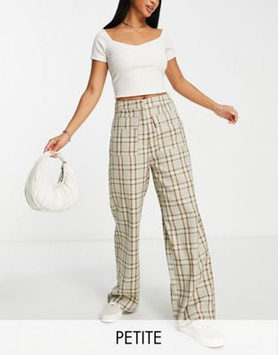 Lola May Petite straight leg pants with pockets in plaid LOLA MAY PETITE