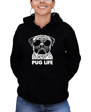 Женская толстовка с капюшоном Word Art Pug Life LA Pop Art