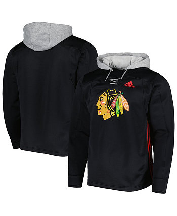 Мужской черный пуловер с капюшоном Chicago Blackhawks Skate Lace Team Adidas