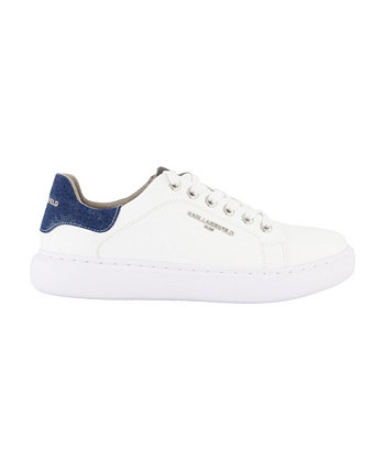 Men's Leather Side Logo Bit Sneakers with Denim Back Counter Karl Lagerfeld Paris