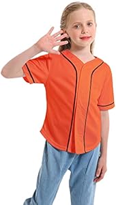 Mowbeat Boys Baseball Jersey Kids Short Sleeve Girls Hip Hop T Shirts Toddler Sport Button Down Jersey Shirt Mowbeat