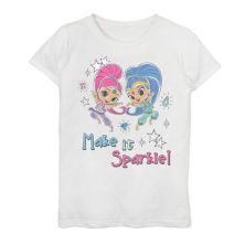 Футболка Nickelodeon Shimmer & Shine Make It Sparkle с портретной графикой для девочек 7–16 лет Nickelodeon