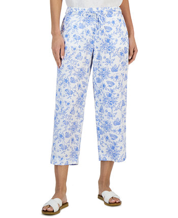 Women's Linen Toile Cropped Pants, Created for Macy's Charter Club